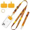 Bosdeny Cordino per telefono con girasole, cordino da collo a tracolla, cinturino da polso per cellulare, portachiavi, porta carte, badge identificativo, tracolla per tutti gli smartphone. 2 cuscinetti e