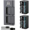 Blumax 2 batterie NP-F750 / NP-F550 4000 mAh + caricatore Slim Dual | compatibile con Sony NP-F970 NP-F960 NP-F990 per flash e luci video, monitor Fieldmonitore