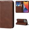 Copmob Cover iPhone 13 PRO,Flip Portafoglio Custodia in Pelle,[3 Slots][Supporto Stand][Chiusura Magnetica],Custodia Cover Libro per iPhone 13 PRO - Marrone Scuro