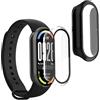 kwmobile 2x Custodia Rigida Smartwatch Compatibile con Xiaomi Mi Band 10 / Smart Band 10 Cover - Case Vetro Temperato Orologio Fitness - trasparente/nero