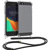 kwmobile Custodia Compatibile con Apple iPhone SE (1.Gen 2016) / iPhone 5 / iPhone 5S Cover - Back Case in Silicone TPU - Protezione Smartphone con Cordino - nero/trasparente