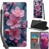 PHINIENLAND Cover per Motorola Moto G24 / E14 custodia portafoglio Fiori | 3 scomparti carte, 1 tasca banconote, Chiusura magnetica, Supporto, Pelle PU flip cover per Moto G04 / G04s