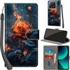 PHINIENLAND Cover per Xiaomi 13T / 13T Pro Case PU Pelle Custodia [Kickstand] [Chiusura magnetica] [Slot per Schede], Portafoglio Flip Custodia per Redmi K60 Ultra,Fiamma
