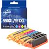 Superprint 550 551 XL Cartucce compatibili per Canon PGI-550 CLI-551 Ink Cartridges per PIXMA MG5450 5550 5650 6350 6450 6650 7150 7550 MX725 MX925 iP7250 iiP8750 X6850 (grande, confezione da 6, con
