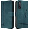 Bravoday Cover per Sony Xperia 10 III, Flip Custodia in Pelle PU Portafoglio Custodia per Sony Xperia 10 III, con Slot per Schede, Verde