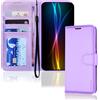 TECHGEAR Custodia a portafoglio in pelle PU per Galaxy S23 FE, custodia protettiva con porta carte di credito, supporto e cinturino da polso, in pelle PU viola con chiusura magnetica, progettata per