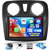 OiLiehu 4G+64G Android 13 Autoradio 2 Din per Renault Dacia Sandero 2 B52 2012-2019 CarPlay Android Auto 9'' Autoradio con Schermo Bluetooth GPS FM RDS WiFi SWC EQ Telecamera Posteriore