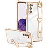 ZTOFERA Compatibile con Samsung Galaxy S20 FE 4G/5G Custodia con cinturino da polso, morbida custodia protettiva in silicone con motivo cuore, supporto per cavalletto custodia antiurto, bianco