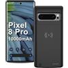 Fraternize Custodia di ricarica wireless per Google Pixel 8 Pro, custodia per batteria ricaricabile portatile ad alta capacità 10.000 mAh ricarica wireless Qi con custodia per caricabatterie espansa Pixel 8 Pro