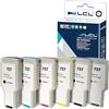 LCL Cartucce d'inchiostro 727 XL B3P06A C1Q12A F9J76A F9J79A F9J77A F9J78A F9J80A 300ML High Yield Compatibile con HP DesignJet T1500 T2500 T2530ps T920 T930 T930 T1530 T3500 (6-Pack MBK，PBK,C,M,Y,GY)