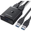 NFHK KVM - Selettore di commutatori bidirezionali USB 3.0 da 2 a 1 PC di condivisione o da 1 a 2 hub per tastiera e mouse scanner stampante