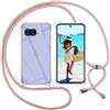 ISOI Cover con Cordino per Google Pixel 9a, Custodia Trasparente con Collana Tracolla Laccio Collo Ultra Sottile Morbido TPU Silicone Antiurto AntiGraffio Case, Rosa