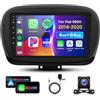 VECHTEL 4G 64G VECHTEL 9Autoradio Bluetooth per Fiat 500X 2014-2020 Carplay Android Auto Wireless,DSP EQ,1280 * 720,Wifi GPS Navi,Mirror link,RDS/FM Radio 2 din con Retrocamera AHD