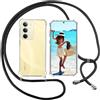 ISOI Cover con Cordino per Realme C75, Custodia Trasparente con Collana Tracolla Laccio Collo Ultra Sottile Morbido TPU Silicone Antiurto AntiGraffio Case, Nero