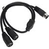 Annadue Cavo Sdoppiatore Y DIN a 5 Pin, Maschio DIN 5 Pin a 2 DIN Femmina 5 Pin Cavo Adattatore Splitter Y, Cavo Adattatore Splitter Y DIN 5 Pin, 0,5 M