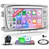 Rimoody 4G+64G Android Autoradio per Ford Focus II mk2 Mondeo S-Max C-Max Galaxy 7 Pollici Autoradio Wireless Carplay Android Auto Navi GPS WiFi Mirror Link Bluetooth FM/RDS/32EQ/SWC/USB Telecamera Posteriore