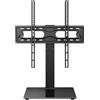 WKWKER Supporto universale per TV LED LCD da 27 a 65 pollici, girevole da tavolo, con altezza regolabile a 30 gradi, base per TV con base in vetro temperato, max VESA 400 x 400 mm