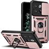ESTH® Custodia per OnePlus 10T con Custodia per Fotocamera Scorrevole e Supporto ad Anello [Cover Paraurti Compatibile con Supporto Magnetico per Auto], Oro rosa