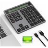 Tioleje Tastierino Numerico Wireless Bluetooth con Calcolatrice - Tastierino numerico sottile ricaricabile a 34 tasti, inserimento dati + calcolo per MacBook, Pad, Computer Portatile, Cablato e wireless 2in1