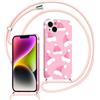 Foonary Natale Cover con Cordino per iPhone 15, Cappello Christmas Custodia con Aesthetic Rosa Xmas Motivo Disegni Laccio Collana Tracolla, Silicone Necklace Corda Cover Case per iPhone 15 6,1