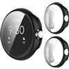 GIOPUEY [2 Pezzi Cover per Google Pixel Watch 1/2/3 41mm, Soft TPU, Shock Resistant, Google Pixel Watch 1/2/3 41mm Custodia - Black+Black