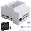 GeeekPi Alloggiamento per Raspberry Pi 3 Model B+, alloggiamento DIN Rail ABS con ventola e dissipatore di calore per Raspberry Pi 3B / 3B+, scatola modulare per pannelli elettrici