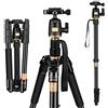 AFAITH Treppiede Monopiede con testa della sfera per DSLR SLR Canon Nikon Pentax Sony Foto Treppiede Cavalletto Reflex Portatile in lega di alluminio Q-555