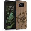 kwmobile Custodia Compatibile con Xiaomi Poco X3 NFC/Poco X3 Pro Cover - Back Case in Legno con Bumper in Silicone TPU - Bussola vintage marrone scuro