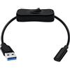 HuaLiSiJi Cavo Adattatore USB 3.0 a Maschio a Tipo C Femmina con Interruttore Trasferimento Dati 5Gbps Cavo USB Tipo C Femmina per Cellulare, IPad, U Stick (Nero, 0.5 m)