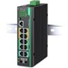 LINOVISION Switch PoE Industriale 12 Porte L2+ Gestito tramite Cloud Ingresso Alimentazione Ridondante DC8~57V,Switch Solare Full Gigabit,12V con Allarme Relè,IEEE802.3af/at,Budget PoE Totale 240W