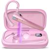 Atheewon Auricolare Bluetooth, 120 Ore Conversazione Auricolari Bluetooth 5.3, Cuffie Wireless con Microfono Antirumore, Cuffie Bluetooth Singolo con Gancio Girevole per Guida/Lavoro, Rosa
