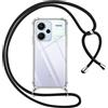 Pnakqil Cover per Xiaomi Redmi Note 13 Pro+ 5G con Cordino, Trasparente Custodia con Laccio Tracolla Cellulare Girocollo Collana Protettiva per Redmi Note 13 Pro Plus 5G 6.67, Nero