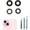 Dakexiong 15 Plus Sostituzione della lente in Vetro della fotocamera posteriore per iPhone 15 Sostituzione della lente in Vetro della fotocamera posteriore,Anti-graffio e impermeabile, con kit di strumenti di
