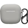 kwmobile Custodia Caricatore Compatibile con Apple Airpods 4 - Cover Silicone grigio - Rivestimento Gommato Protezione con Gancio