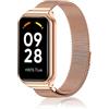 ZoRoll Cinturino Compatibile con Xiaomi Smart Band 8 Active/Redmi Smart Band 2, Inossidabile Intrecciato a Rete Metallo con Cinturino in Acciaio Compatibile con Xiaomi Redmi Smart Band 2 - Oro Rosa