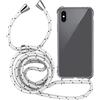 MyGadget Cover per iPhone X | Xs - Custodia con Corda - Case con Cordino Trasparente Antiurto con Laccio | Tracolla - Practical Stylish Bianco Camouflage