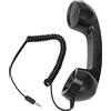 CCYLEZ Microtelefono retrò, Ricevitore Telefonico retrò Sostitutivo, Ricevitore per Telefono Cellulare Portatile Universale per Smartphone, Computer con Jack per Cuffie da 3,5 Mm (Nero)