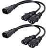 chenyang Confezione da 2 adattatori IEC 320 C14 1 maschio a 2 prese C13 Y splitter di corrente adattatore per monitor/computer/alloggiamento/stampante PDU