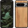 kwmobile Custodia Compatibile con Google Pixel 8 Pro Cover - Protezione in Legno per Smartphone - Back Case con Bumper in Silicone TPU - marrone chiaro/marrone legna