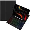 kaidisen Custodia con tastiera retroilluminata colorata per iPad Air 13 (M3, M2) e iPad Pro da 12,9 (6a/5a/4a/3a generazione) con tastiera Bluetooth RGB retroilluminata rimovibile, colore nero e