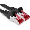 1aTTack.de - 1x cavo patch CAT6 da 30 m S/FTP schermatura PIMF CAT.6 cavo di rete RJ45 cavo Ethernet DSL router LAN switch modem pannello patch - nero - 1 pezzo
