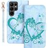Auslbin per Samsung Galaxy S23 ultra 5G 6.8 Pollici, PU Pelle S23 ultra 5G Galaxy Cover con Lanyard Magnetic Flip per Samsung S23 ultra 5G, Verde