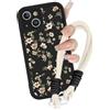 Kueqeay Cover con Cordino per iPhone 13, Silicone Custodia Aesthetic Fiore Nero Donne Mädchen Modello Disegni Collana Universale Protezione Fotocamera Antiurto Case, 01
