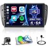 Hikity 4+64GB Android 15 Radio Wireless Carplay Android Auto per Seat Ibiza 6J 2009-2013 con Touch Screen da 9 Pollici Navi GPS Mirror Link HiFi AI DSP Bluetooth Backup Camera