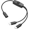 JSADZKJ Cavo di alimentazione splitter USB C con interruttore 5V 2A Tipo C femmina a doppio cavo di alimentazione per dispositivi a basso consumo 11.8in (Da USB C a 2XUSB C)