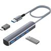 Elebase Hub USB 3.0 con 4 Porte,Sdoppiatore Multi USB HUB con Cavo Dati Lungo 20 cm,5Gbps Splitter USBC a USB OTG Hub per MacBook,PC,iMac,Surface Pro,Laptop,Desktop,PS5,Dell XPS,USB Stick,Unità Flash