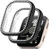 Acadey [2 Pezzo] Glitter Diamond Case per Amazfit bip 6, Hard PC Bumper Case con Bling Custodia protettiva Accessori Smartwatch per le donne ragazze, nero + nero