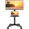 KKTONER Supporto TV Mobile Carrello con Ruote per 23-60 Pollici, Mobile Porta LCD/LED Piatto o Curvo, Altezza Regolabile, VESA Max 400x400mm, Portata 40KG