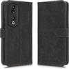 LMFULM® Custodia per Honor 90 (REA-AN00, REA-NX9) (6,7 pollici), in pelle PU, magnetica, con supporto, antifurto, pennello, portafoglio, stile retrò, colore: nero