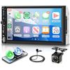 VECHTEL Autoradio 2 Din con Carplay Android Auto senza Fili, 7 Pollici IPS HD Touch Screen Stereo Auto Supporto Bluetooth Radio FM EQ USB/AUX/TF Mirror Link SWC MIC Telecamera Posteriore Telecomando